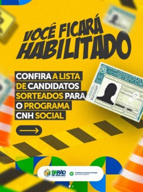 Lista oficial do CNH Social é divulgada em Barão de Grajaú.(Imagem:Reprodução/Instagram)