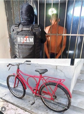 ROCAM prende suspeito e recupera bicicleta furtada no Centro de Floriano.(Imagem:Reprodu&ccedil;&atilde;o/Instagram)