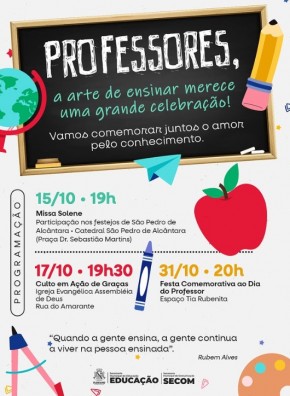 Prefeitura de Floriano divulga programação especial em homenagem ao Dia dos Professores.(Imagem:Reprodução/Instagram)