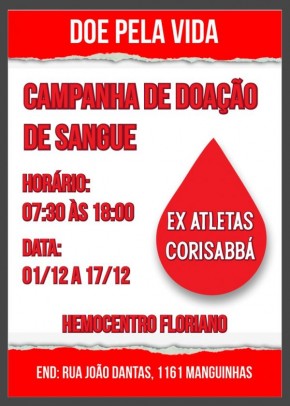 Ex-jogadores do Corisabbá se unem em prol de campanha de doação de sangue em Floriano.(Imagem:Divulgação)
