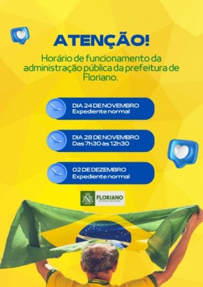 Prefeitura de Floriano publica decreto que altera expediente nos dias de jogos da Seleção na Copa(Imagem:Divulgação)