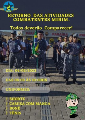 Combatentes Mirim retornam às atividades neste sábado (04)(Imagem:Reprodução)