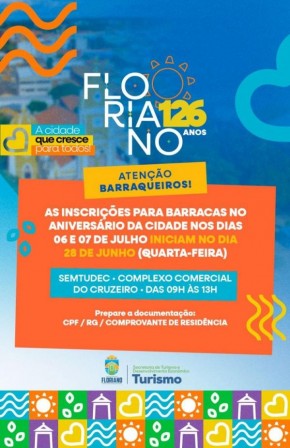 Prefeitura de Floriano inscreve ambulantes para colocarem barracas nos dias de festa.(Imagem:Secom)