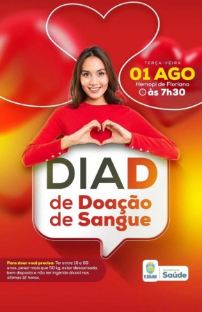Dia D de Doação: Secretaria de Saúde de Floriano convoca população para doar sangue nesta terça (1º).(Imagem:Reprodução/Instagram)