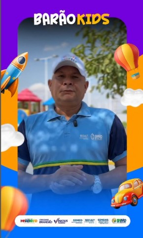 Secretário de Cultura Stani Lima convida população para o Barão Kids neste domingo (19).(Imagem:Reprodução)