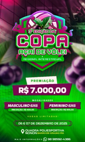 Barão de Grajaú recebe a 3ª edição da Copa Açaí, o maior evento esportivo da região.(Imagem:Reprodução/Instagram)