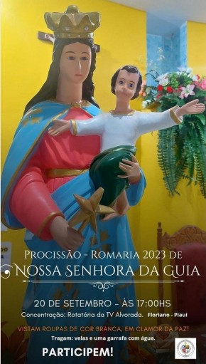 Celebração de fé e devoção: Procissão de Nossa Senhora da Guia acontece nesta quarta-feira (20).(Imagem: Divulgação)