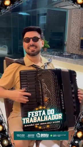 Guilherme Dantas agita Festa do Trabalhador em Bar&atilde;o de Graja&uacute; e lan&ccedil;a desafio aos f&atilde;s.(Imagem:Reprodu&ccedil;&atilde;o/Instagram)
