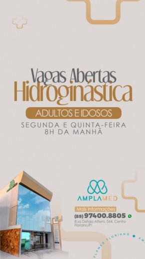 Clínica Amplamed oferece aulas de hidroginástica para adultos e idosos em Floriano(Imagem:Divulgação)