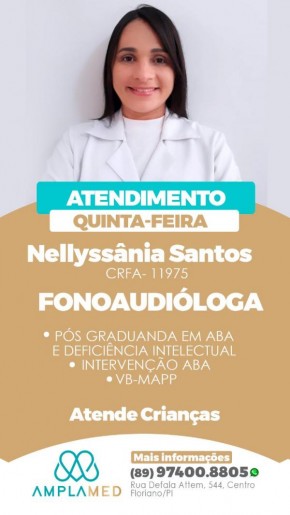 Agenda aberta para atendimento com a fonoaudióloga Nellyssânia Santos(Imagem:Divulgação)
