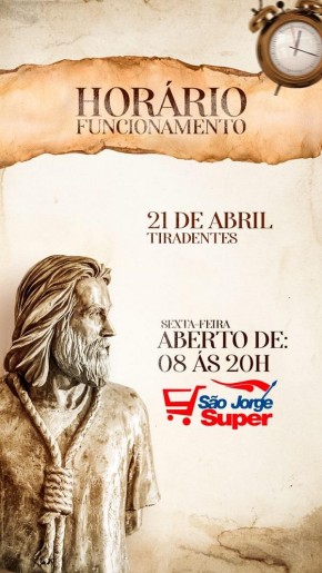 São Jorge Super em Floriano funciona em horário especial no feriado de 21 de abril.(Imagem:Divulgação)