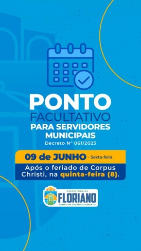 Sexta-feira depois de Corpus Christi será de ponto facultativo para servidores municipais(Imagem:Secom)