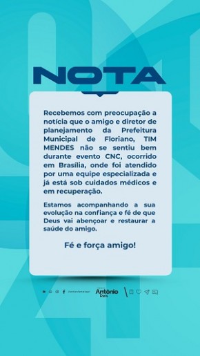 Diretor de Planejamento de Floriano passa mal durante evento em Brasília e recebe cuidados médicos(Imagem:Reprodução/Redes Sociais)