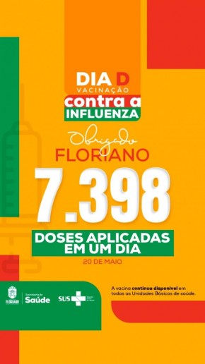 Município de Floriano aplicou 7.398 doses contra a Gripe no último sábado.(Imagem:Divulgação)