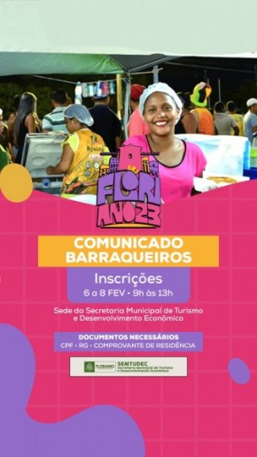 Prefeitura de Floriano abre inscrições para barraqueiros no Carnaval 2023(Imagem:Divulgação)