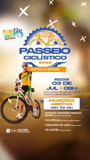 Passeio Ciclístico de aniversário da cidade está com inscrições abertas.(Imagem:Secom)