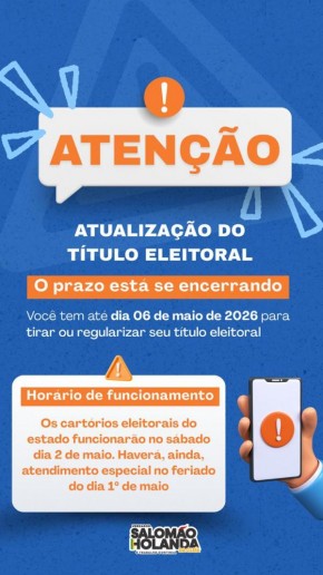 Eleitores de Floriano devem regularizar t&iacute;tulo at&eacute; 6 de maio; cart&oacute;rio ter&aacute; atendimento especial no feriado e s&aacute;bado.(Imagem:Divulga&ccedil;&atilde;o)