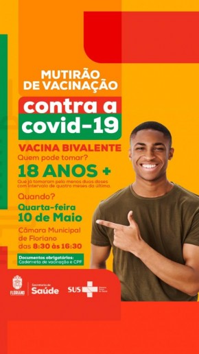 mutirão de vacinação bivalente contra Covid-19 para pessoas com 18 anos ou mais(Imagem:Divulgação)