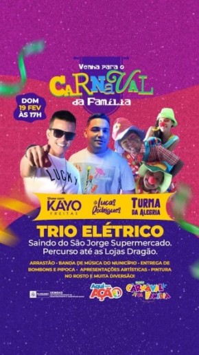 Carnaval da Família acontece neste domingo (19) em Floriano(Imagem:Secom)