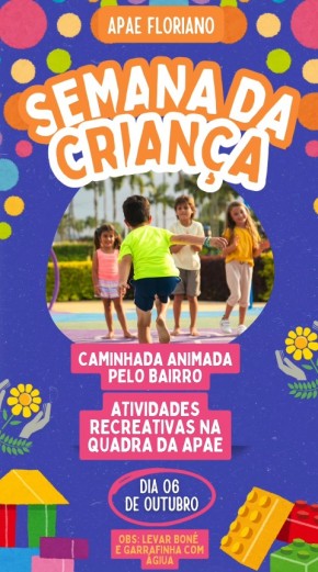 APAE de Floriano promove Caminhada de Abertura da Semana da Criança.(Imagem:Reprodução/Instagram)
