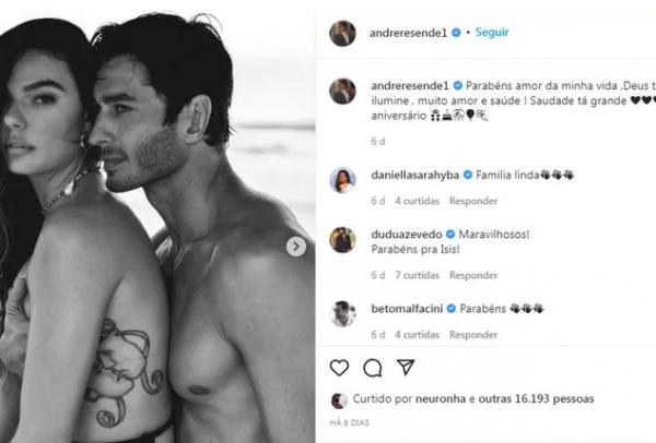 Postagem de André Resende em homenagem a Isis Valverde no Instagram.(Imagem:Reprodução)
