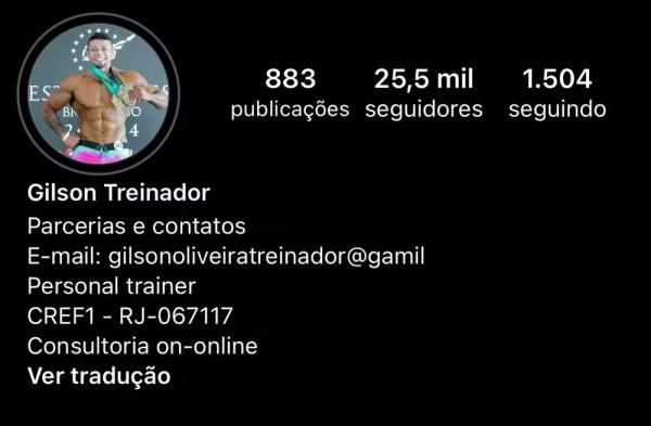 Gilson de Oliveira, apontado como pivô da separação de Gracyanne e Belo, ganhou mais de 20 mil seguidores no Instagram.(Imagem:Reprodução/Instagram)