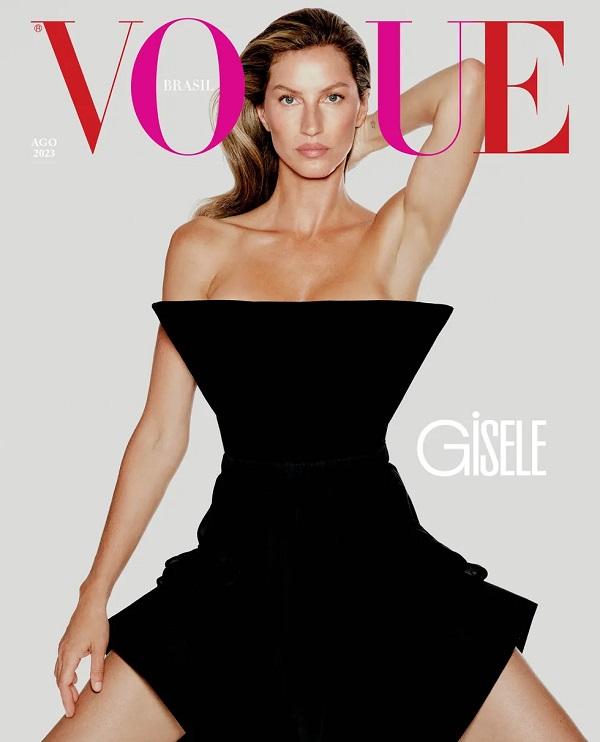 Gisele Bündchen na capa da Vogue Brasil de agosto 2023.(Imagem:Vogue Brasil/ Lufré)