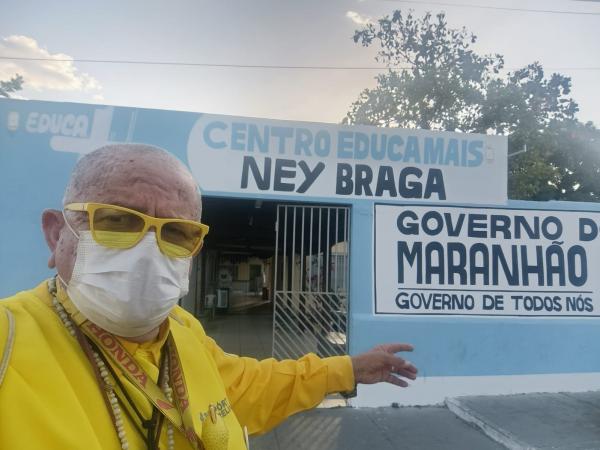 Repórter Amarelinho compartilha experiência com alunos do Centro Educa Mais Ney Braga, em Barão de Grajaú.(Imagem:FlorianoNews)