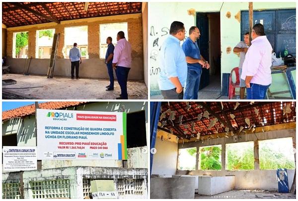 Vereadores constatam descaso no andamento das obras de reforma de escola estadual em Floriano.(Imagem:Reprodução/Instagram)