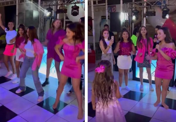 Para se divertir em pista de dança, Larissa Manoela fica descalça durante festa de aniversário da afilhada.(Imagem: Reprodução/Instagram)