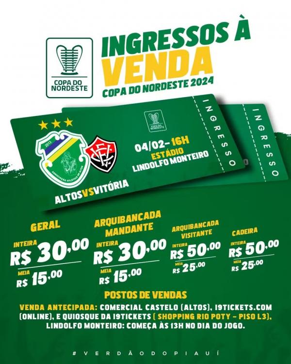 Ingressos Altos x Vitória(Imagem:Reprodução)