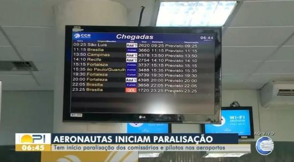  Paralisação de pilotos e comissários não afeta voos em Teresina, informa concessionária.(Imagem: Reprodução/TV Clube )