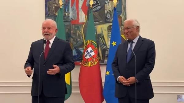 Lula concedeu entrevista ao lado do primeiro-ministro de Portugal, Antônio Costa(Imagem:Reprodução)