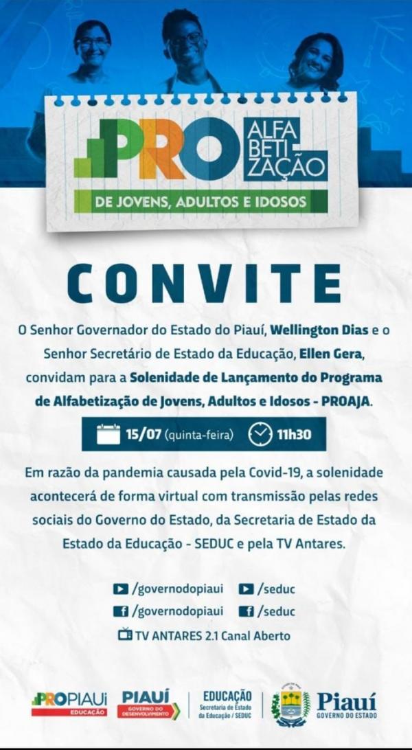 Programa de Alfabetização de Jovens, Adultos e Idosos.(Imagem:Divulgação)