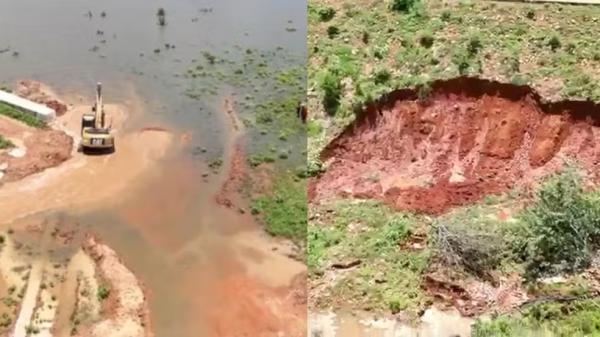 Barragem no Sul do Piau&iacute; est&aacute; sob alerta extremo para risco de rompimento.(Imagem:Montagem/g1)