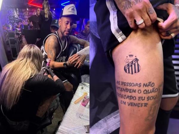 Neymar tatua escudo do Santos.(Imagem:Reprodução | Instagram)