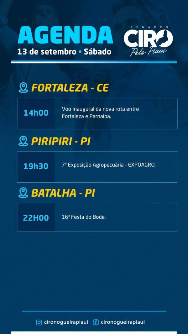 Senador Ciro Nogueira cumpre agenda no Piauí neste sábado (13).(Imagem:Ascom)