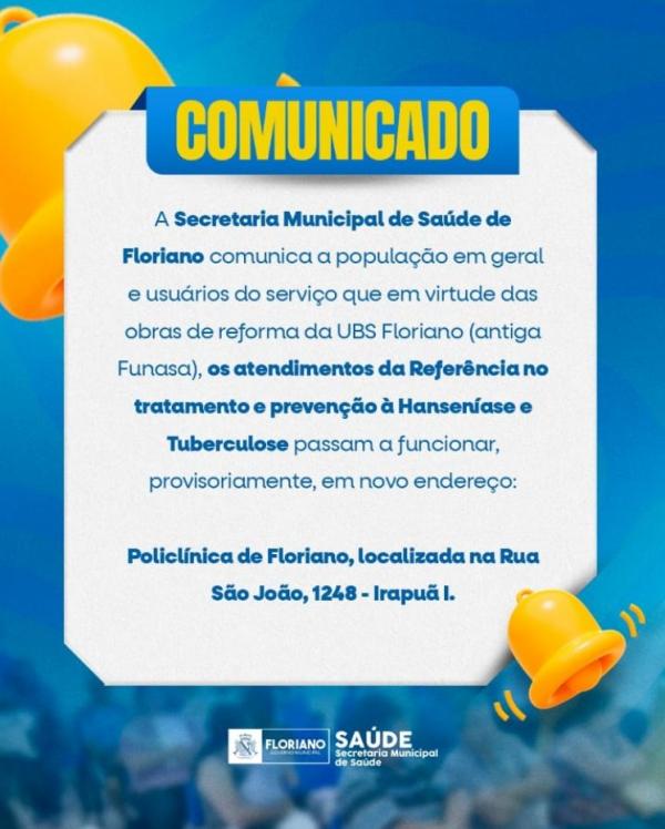 Mudança no local de atendimento da Referência em Hanseníase e Tuberculose.(Imagem:Secom)