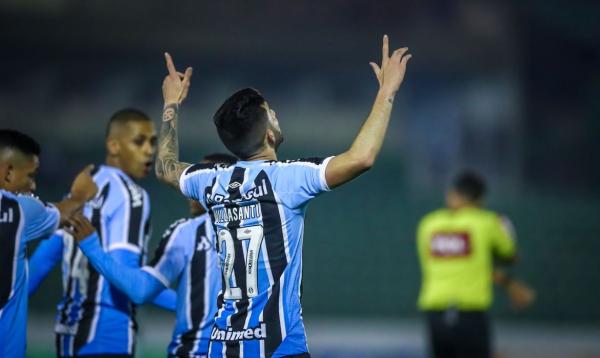 Villasanti e Gabriel Teixeira garantem vitória do Tricolor.(Imagem:Lucas Uebel/Grêmio FBPA/Direitos reservados)