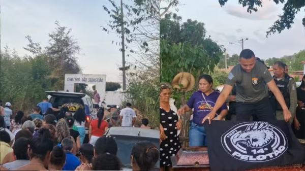 Policial morto durante perseguição a assaltantes é sepultado no Piauí.(Imagem:João Victor)