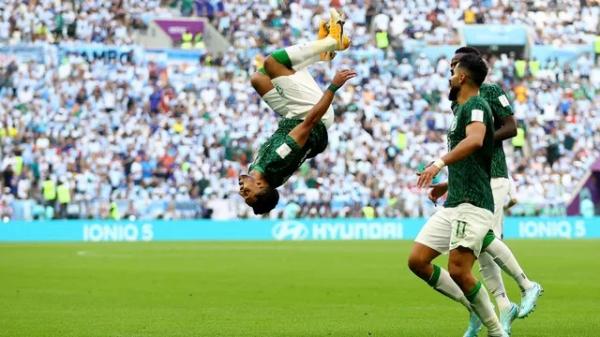 Salem Al-Dawsari comemora gol da Arábia Saudita contra a Argentina.(Imagem:REUTERS/Hannah Mckay)