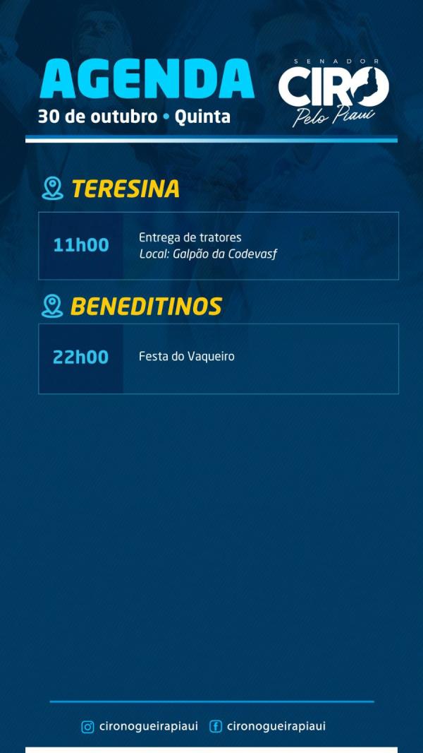 Senador Ciro Nogueira cumpre agenda nesta quinta-feira (30).(Imagem:Ascom)