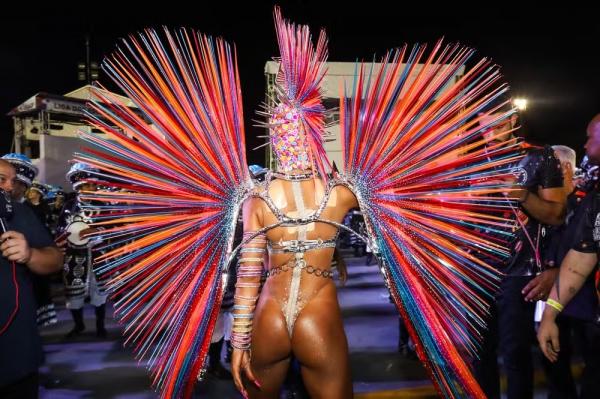 Detalhe da fantasia de Sabrina Sato para o desfile da Gaviões da Fiel.(Imagem: Clayton Felizardo / BrazilNews)