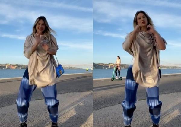 Virginia Fonseca é criticada ao fazer dancinha no Rio Tejo(Imagem:Reprodução)