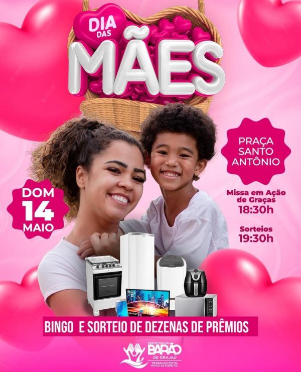 Dia das Mães em Barão de Grajaú terá celebração especial com missa, sorteio de brindes e bingo de pr.(Imagem:Reprodução/Instagram)