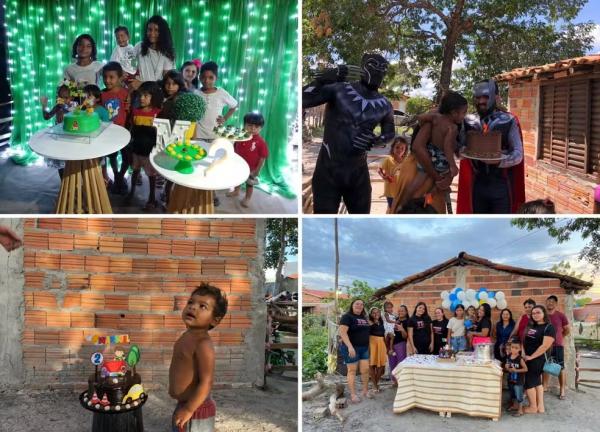 Menino que cantou parabéns com bolo e docinhos de areia já ganhou quatro festas de aniversário.(Imagem: Arquivo pessoal)