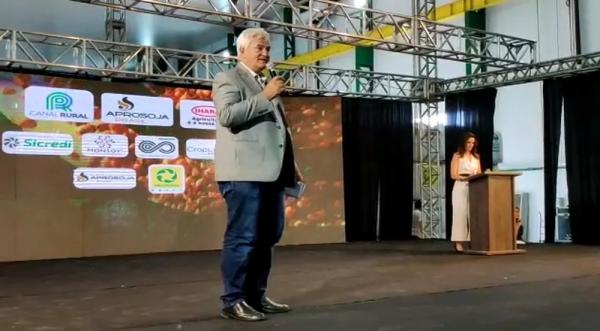  Presidente da Aprosoja, Antônio Galvan, durante abertura nacional da colheita de soja no Piauí.(Imagem:Divulgação)