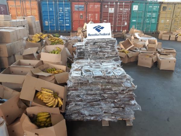 Cocaína estava escondida em carga de bananas em Suape, no Grande Recife, em 2019.(Imagem:Receita Federal/Divulgação)