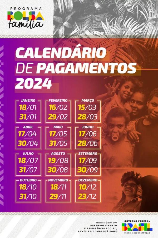 Calendário de pagamento do Bolsa Família.(Imagem:Reprodução MDS)