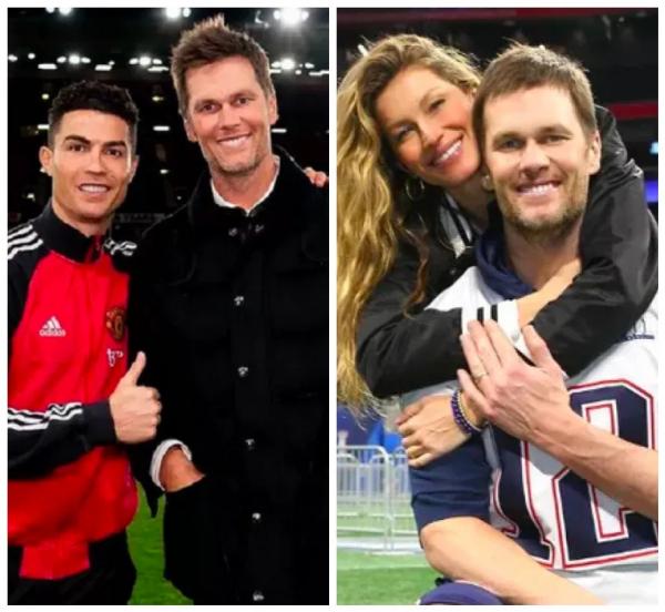 Tom Brady com o jogador de futebol Cristiano Ronaldo e com a modelo Gisele Bündchen.(Imagem:Instagram)